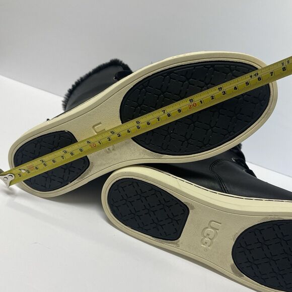 UGG Croft Exotic Velvety Snakeskin Faux Fur Black Leather Lace Up Sneaker 11 - Picture 10 of 10